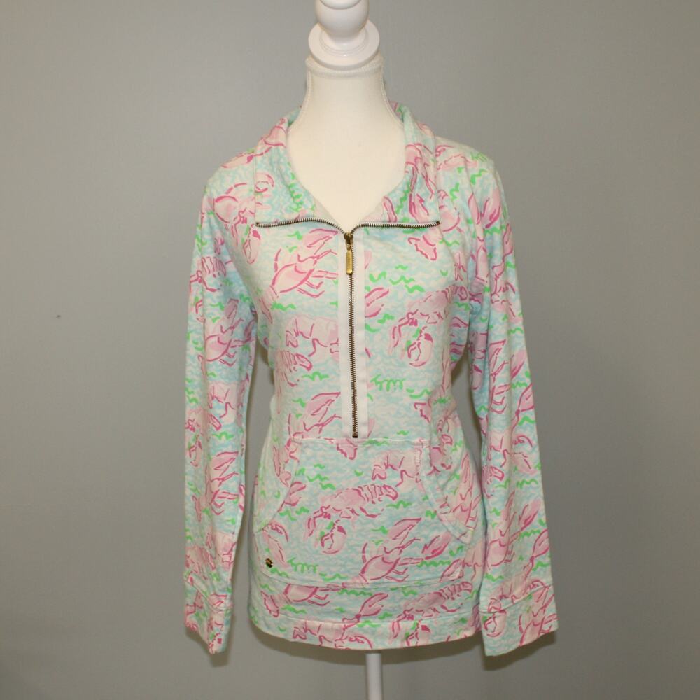 Lily Pulitzer Lobstah Roll Skipper Popover Size Lg Half Zip LS Very Good